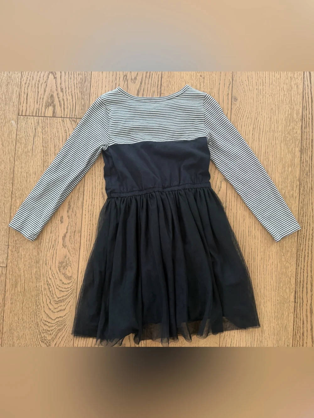 Carter's Girls Halloween Long-Sleeve Striped Cat Dress w/ Tulle Lined Skirt Sz 7